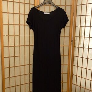 Daniel & Rebecca vintage women’s ribbed black jersey long dress.
